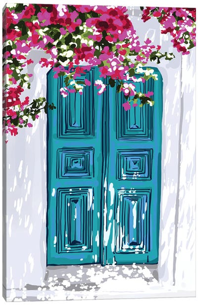 Another Santorini Home Canvas Art Print - Door Art
