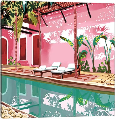 Vacay Villa Canvas Art Print - Swimming Pool Art