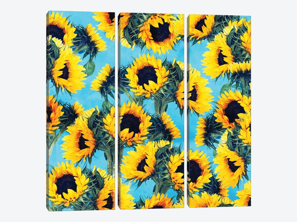 Sunflowers And Sky by 83 Oranges 3-piece Canvas Art