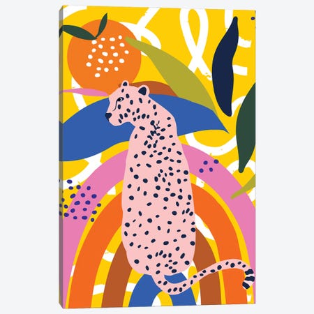 Leopard Somewhere Over The Rainbow Canvas Print #UMA1727} by 83 Oranges Art Print