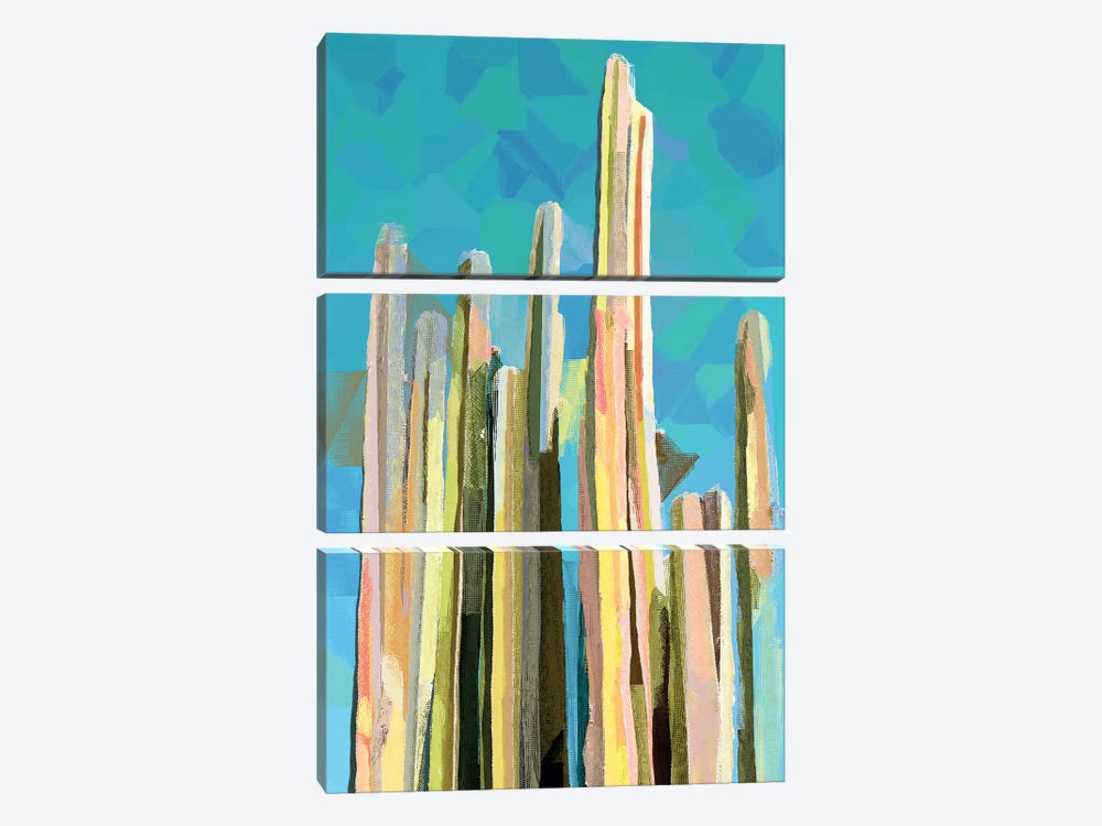 Desert's Rose, Summer Cactus Abstract by 83 Oranges 3-piece Canvas Art Print