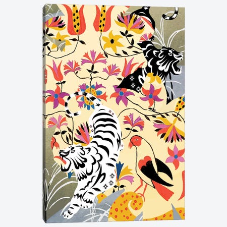 Yin Yang, Vintage Botanical Tiger Jungle Canvas Print #UMA1743} by 83 Oranges Canvas Wall Art
