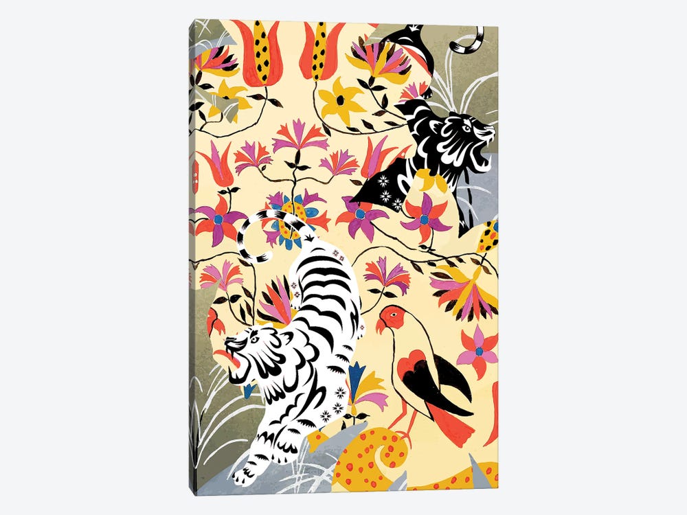 Yin Yang, Vintage Botanical Tiger Jungle by 83 Oranges 1-piece Canvas Artwork