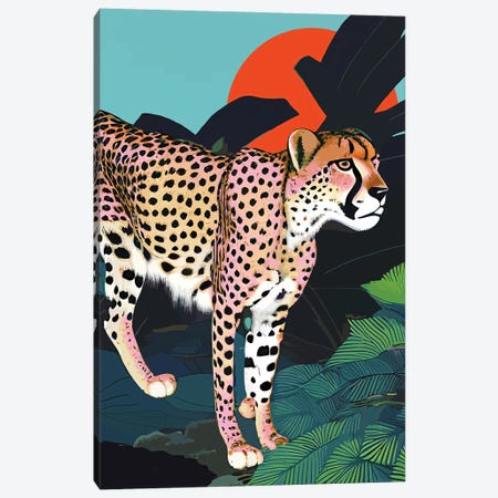 The Cheetah, Tropical Jungle Animals, Mystery Wild Cat Canvas Print #UMA1755} by 83 Oranges Canvas Artwork