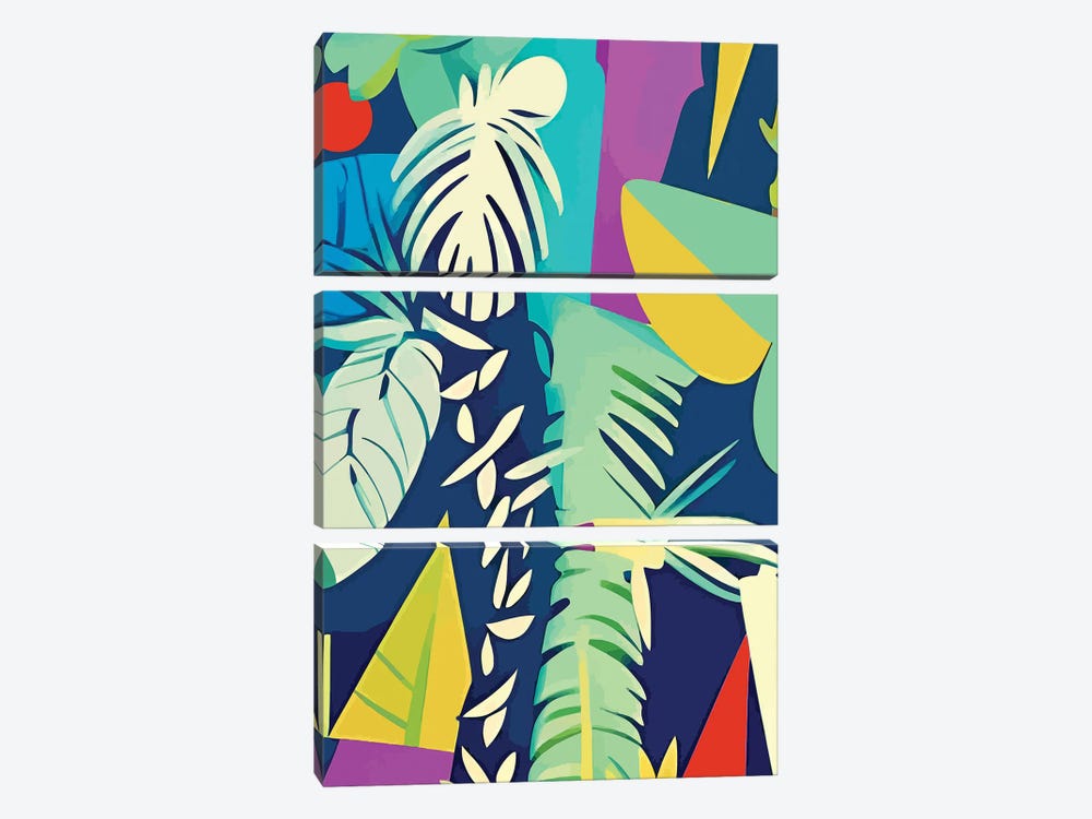 Tropical Wilderness, Abstract Botanical Jungle Plants by 83 Oranges 3-piece Canvas Art