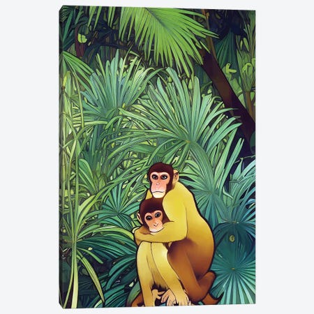 Monkey Love, Tropical Jungle Canvas Print #UMA1765} by 83 Oranges Art Print
