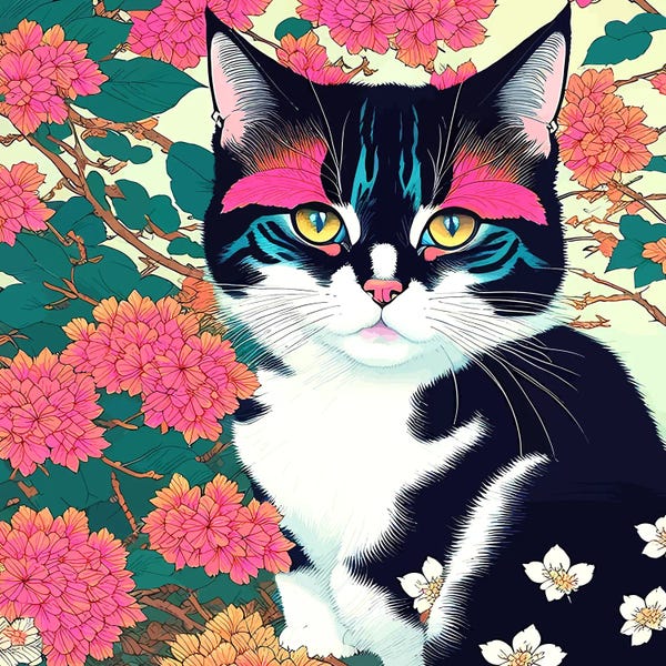Cherry Blossoms: Pawsome, Curious Cat by 83 Oranges