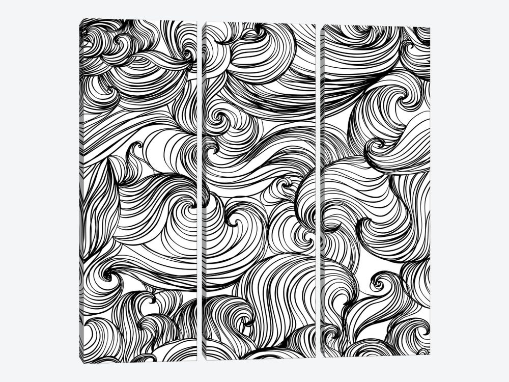 Free Flow White And Black by 83 Oranges 3-piece Canvas Wall Art