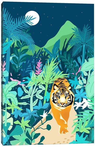 Tiger Walk Canvas Art Print - Indian Décor