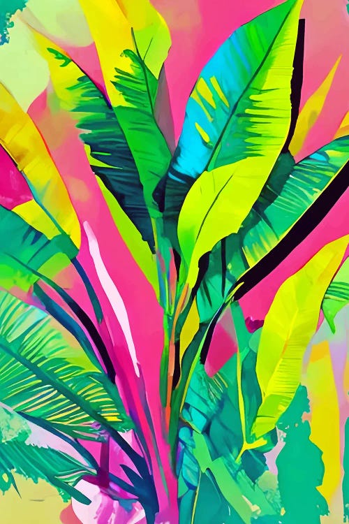 Pink Summer And Banana Leaves