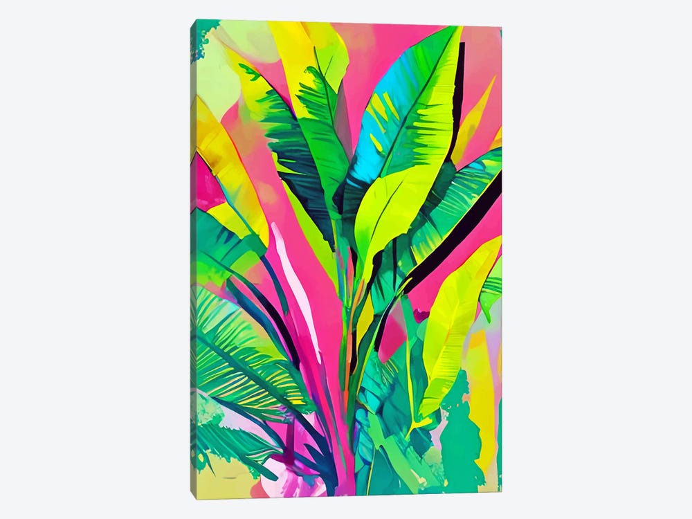 Pink Summer And Banana Leaves by 83 Oranges 1-piece Canvas Print