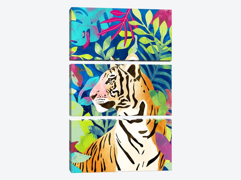 Tropical Tiger by 83 Oranges 3-piece Canvas Art Print