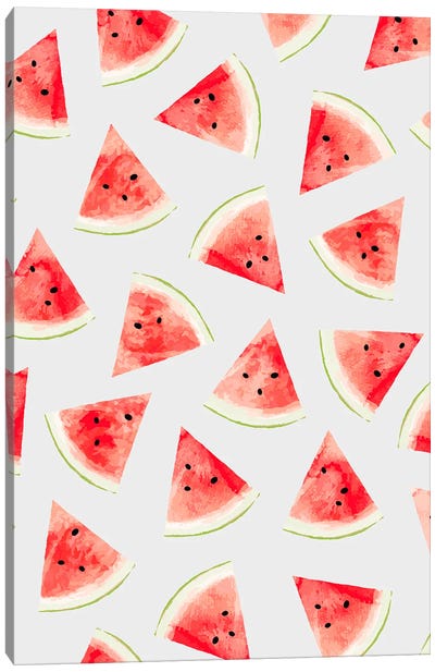 Watercolor Watermelon Pattern Canvas Art Print - Melon Art