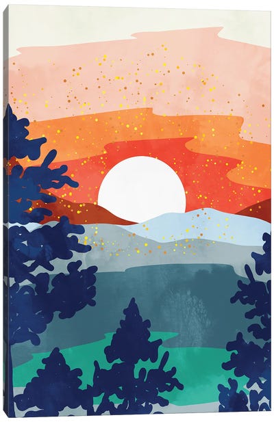 A Magical Sunset Canvas Art Print - Mountain Sunrise & Sunset Art
