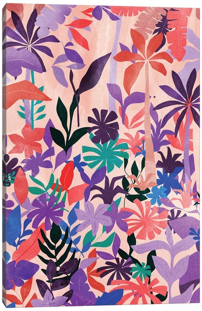 The Midnight Jungle Canvas Art Print - Purple Abstract Art