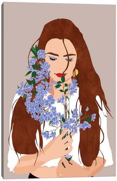 The Becoming, Nature Plants Bohemian Woman Canvas Art Print - Eyes