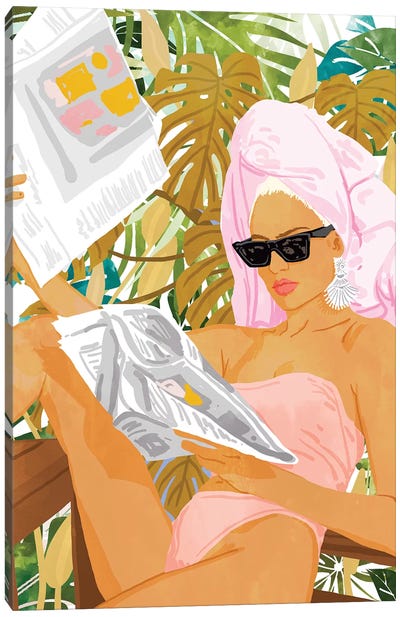 Vacay News Canvas Art Print - Women's Swimsuit & Bikini Art
