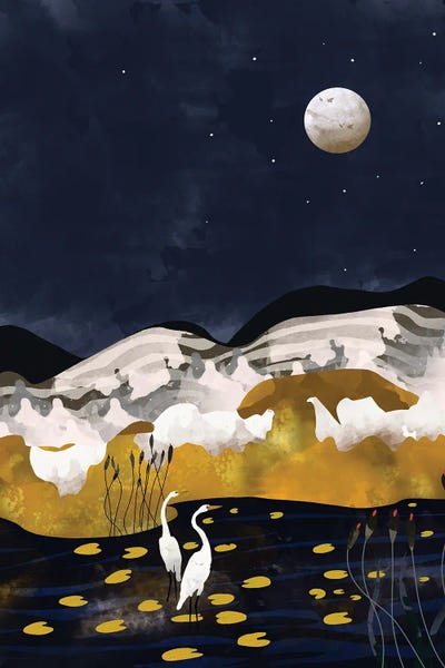 Herons: Midnight Lake by 83 Oranges
