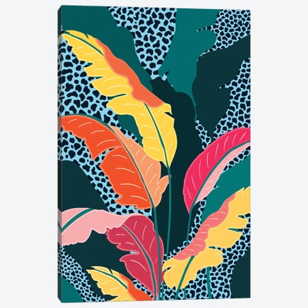 Teal And Tangerine, Botanical Nature Jungle Plants Canvas Print #UMA2245} by 83 Oranges Canvas Artwork