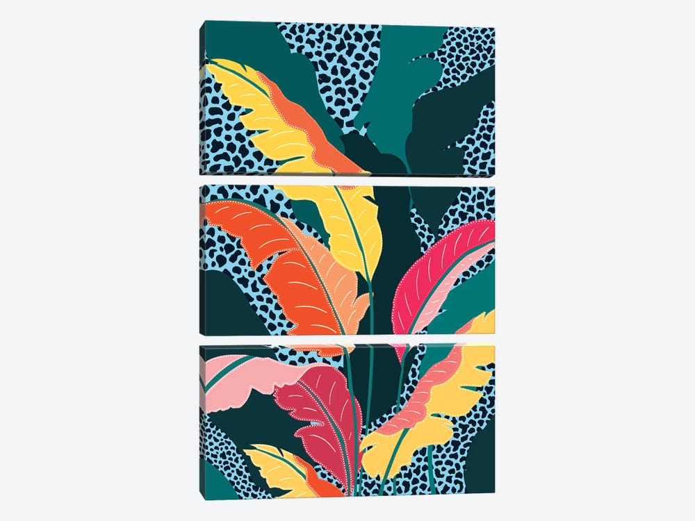 Teal And Tangerine, Botanical Nature Jungle Plants by 83 Oranges 3-piece Canvas Artwork