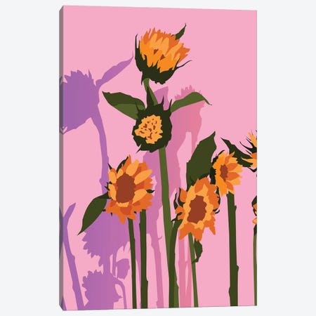 Golden Sunflowers Inside, Botanical Nature Floral Plants Painting Canvas Print #UMA2248} by 83 Oranges Art Print