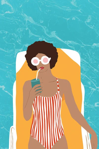 Sunbathing: Chilling In The Moment, Eclectic Bohemian Black Woman Of Color by 83 Oranges