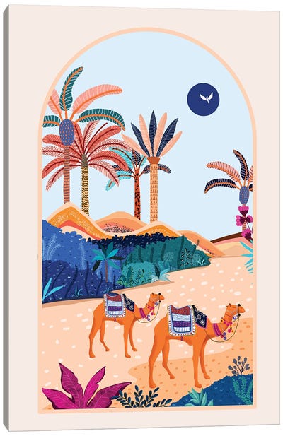 The Arabian Desert, Nature Landscape Travel Illustration Canvas Art Print - 83 Oranges