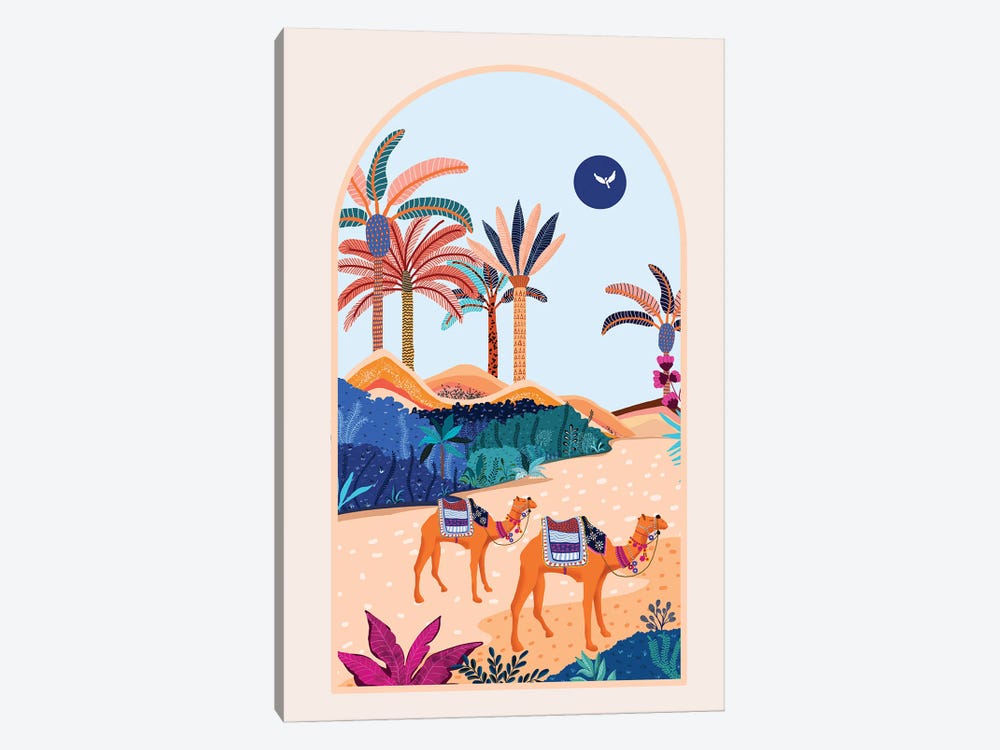 The Arabian Desert, Nature Landscape Travel Illustration by 83 Oranges 1-piece Canvas Art Print