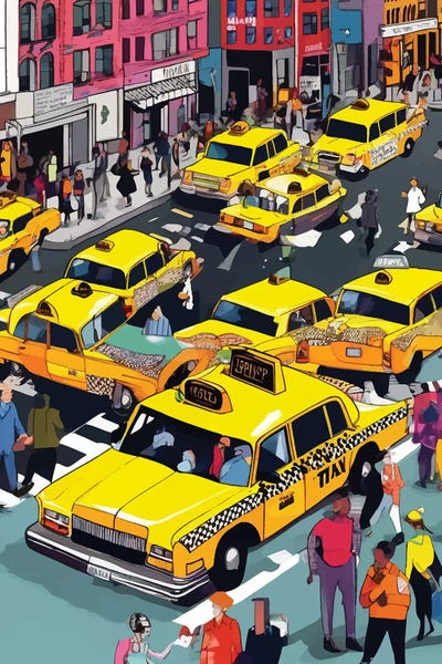 New York Minute, Yellow Taxi Cab by 83 Oranges canvas print