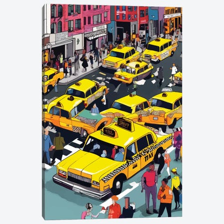New York Minute, Yellow Taxi Cab Canvas Print #UMA2287} by 83 Oranges Canvas Art