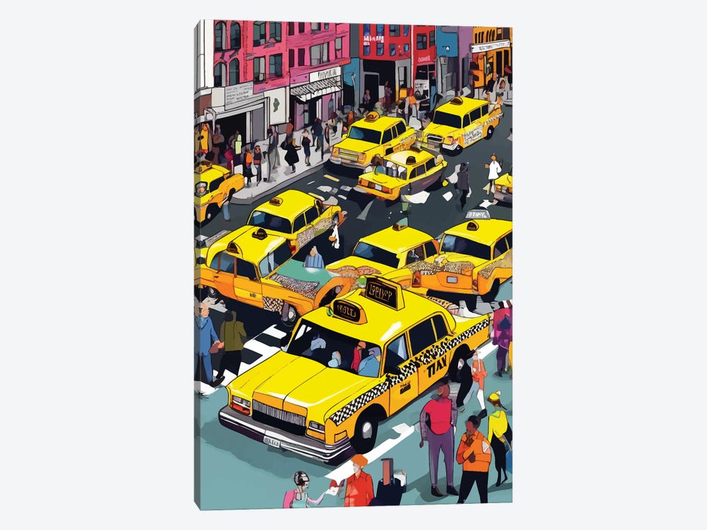 New York Minute, Yellow Taxi Cab by 83 Oranges 1-piece Canvas Wall Art