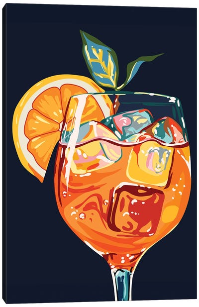 Hawaiian Cocktail, Fresh Orange Fruity Mimosa Canvas Art Print - Orange Art