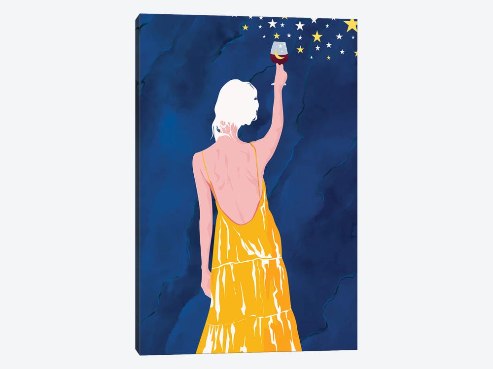 Pour Me Some Magic, Moon Stars Night Sky by 83 Oranges 1-piece Canvas Art Print