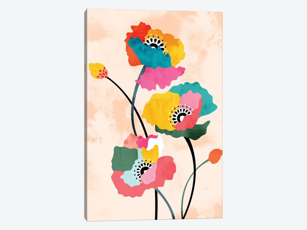 Dopamine Floral, Botanical Watercolor Eclectic Flowers Plants by 83 Oranges 1-piece Canvas Art Print