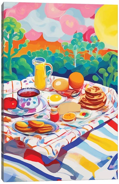 Breakfast Picnic, Colorful Tea Party Canvas Art Print - 83 Oranges
