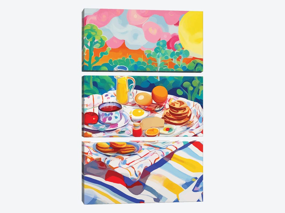 Breakfast Picnic, Colorful Tea Party by 83 Oranges 3-piece Canvas Art Print