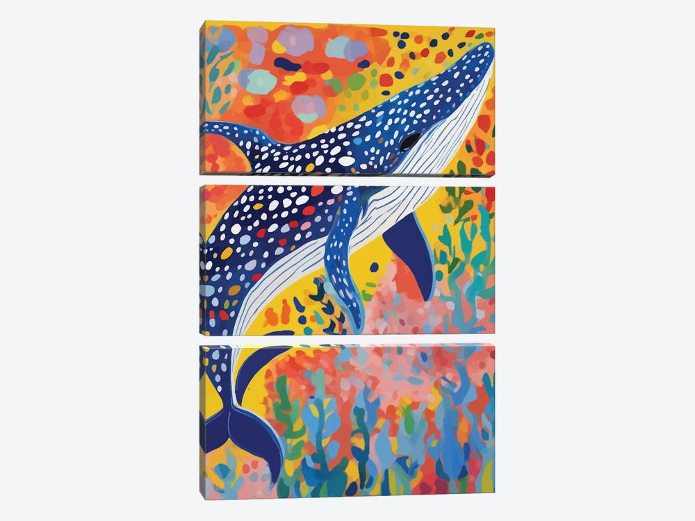 Spotted Whale, Ocean Life by 83 Oranges 3-piece Canvas Print