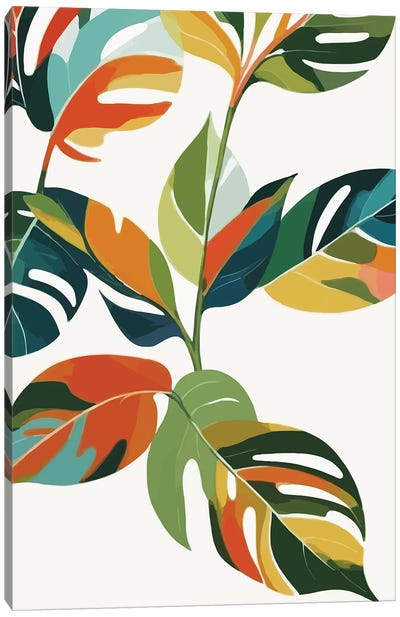 Botanical Celebration Of Color, Tropical Nature Plants Canvas Art Print - 83 Oranges