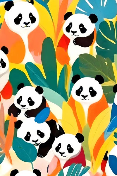 Fine Art Print: Pandas And Tropical by 83 Oranges