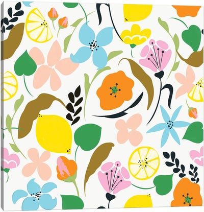 Lemon Botanicals Canvas Art Print - Floral & Botanical Patterns