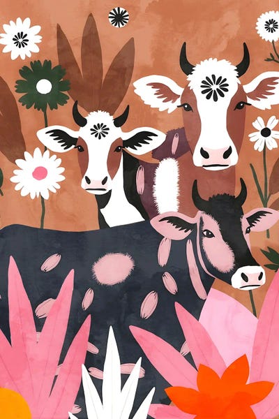Fine Art Print: Pichwai Twist Cows Animals by 83 Oranges