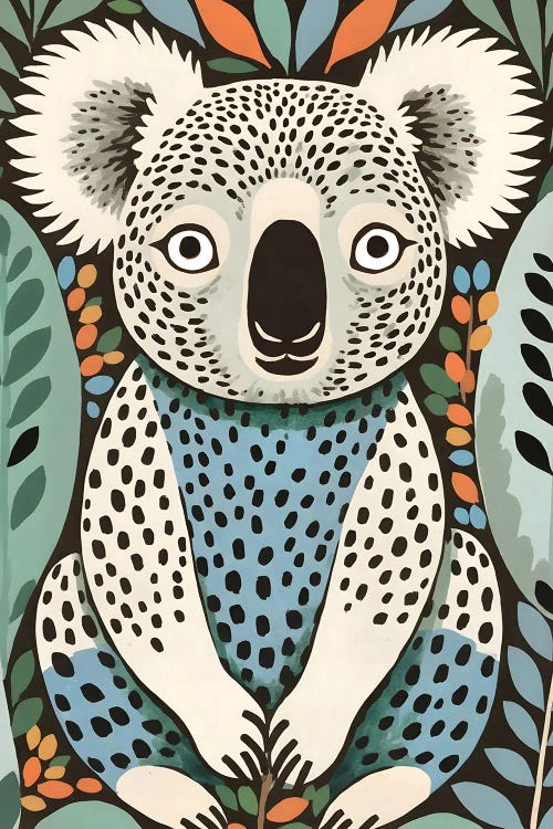 Spotted Koala In The Gumleaf Grove Wildlife Animals Forest by 83 Oranges wall art