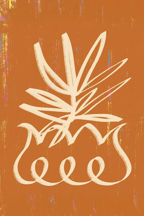 Floopy Potted Plant, Botanical Terracotta Earthy Line Art by 83 Oranges wall art