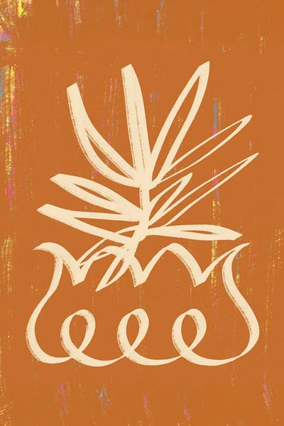 Floopy Potted Plant, Botanical Terracotta Earthy Line Art