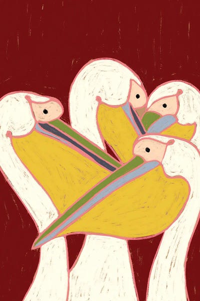 Pelicans Of The Burgundy Sky