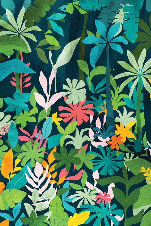 The Midnight Jungle Lush Green by 83 Oranges canvas print