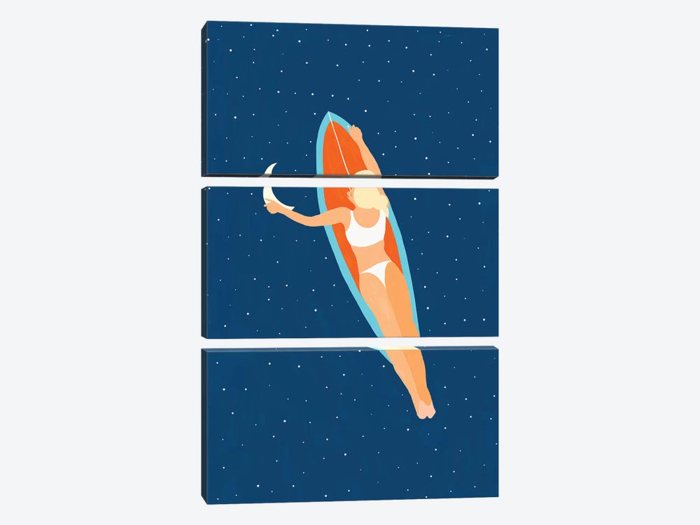 Moon Surfing by 83 Oranges 3-piece Canvas Wall Art