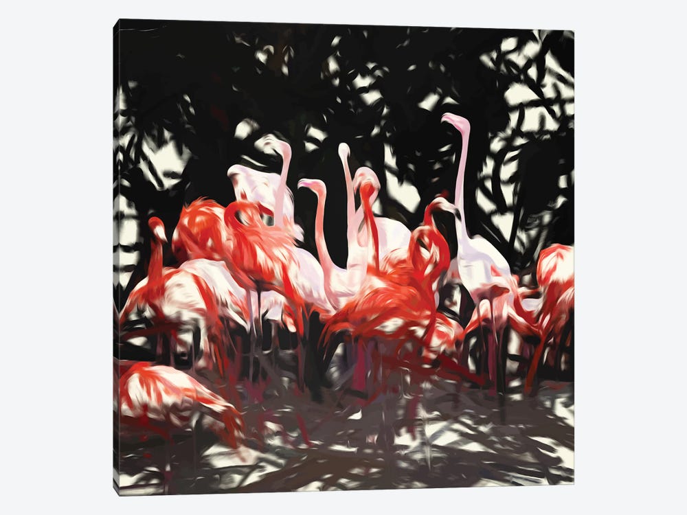 Flamingoes Under The Banyan Tree 1-piece Canvas Art