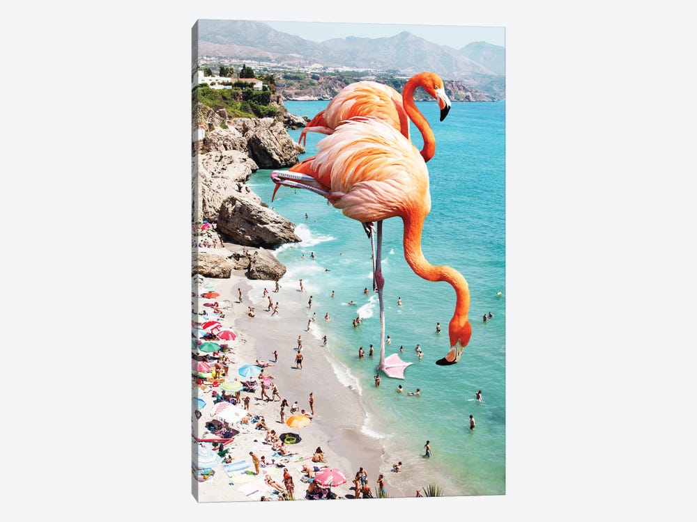Giant Flamingos On The Beach by 83 Oranges 1-piece Canvas Artwork