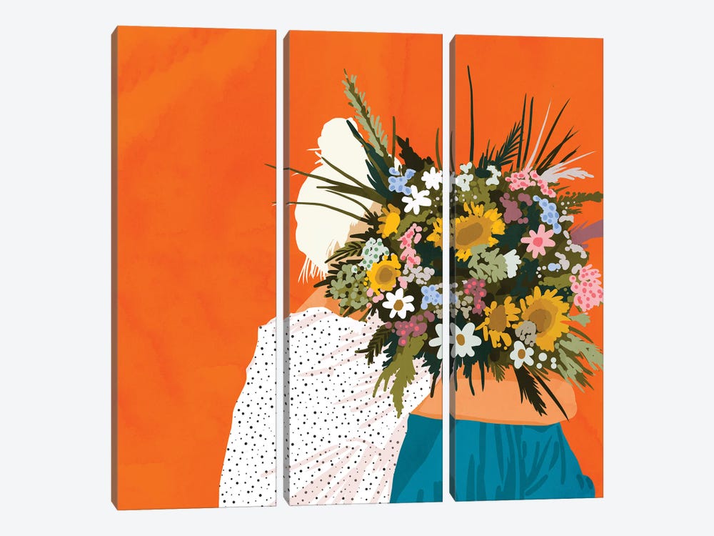 Happiness Is To Hold Flowers In Both Hands by 83 Oranges 3-piece Art Print